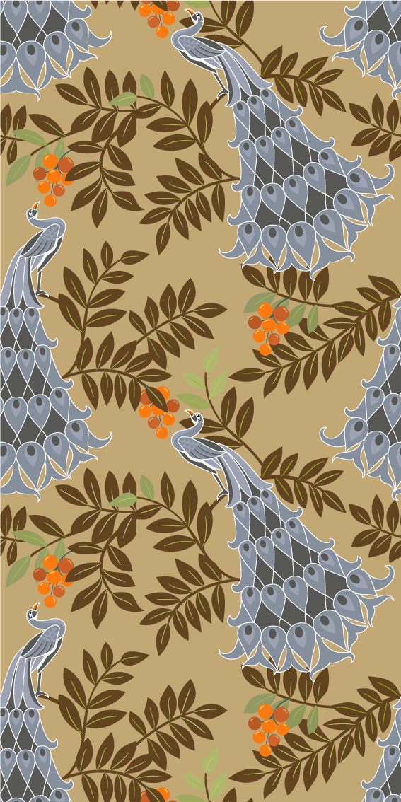 Bedroom carpet in african style gray peacock design - TenStickers