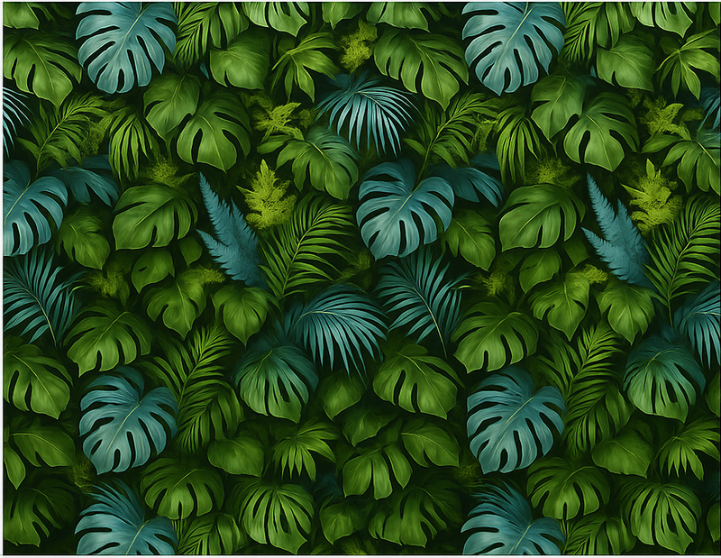 Tropical green and blue leaves bedroom carpet - TenStickers