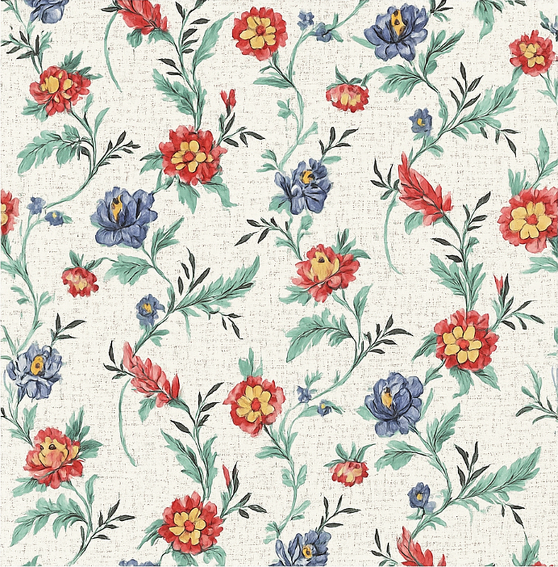 Bedroom carpet with retro floral design - TenStickers