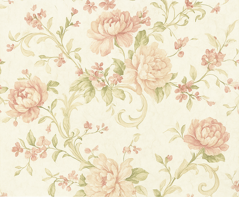 Bedroom carpet light pink vintage floral pattern - TenStickers