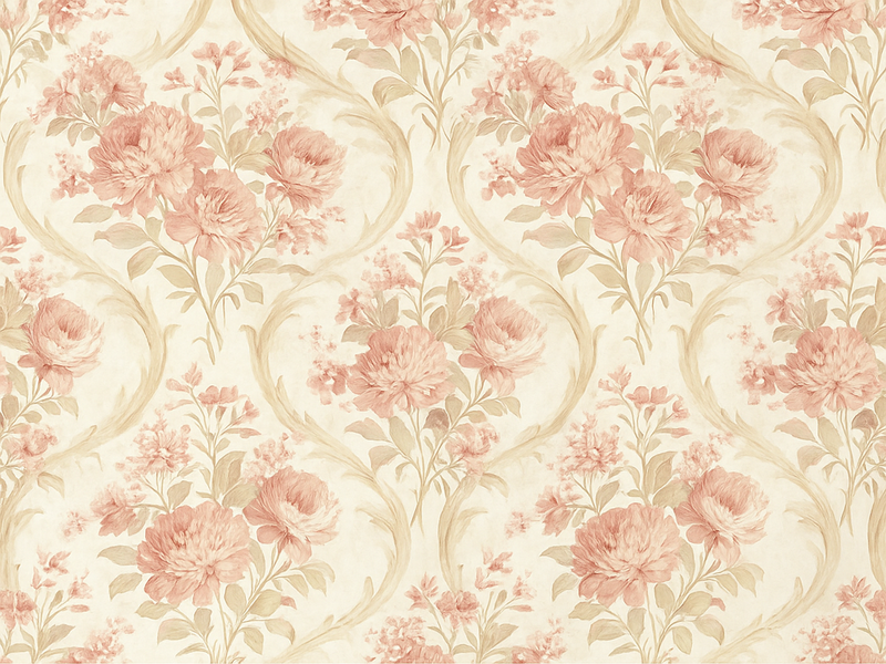 Bedroom carpet vintage light washed floral design - TenStickers