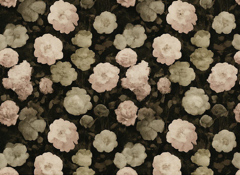 Bedroom carpet with dark retro floral design - TenStickers