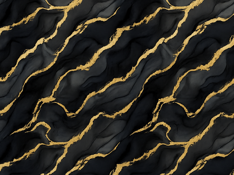 Bedroom carpet in black marble with gold motif - TenStickers
