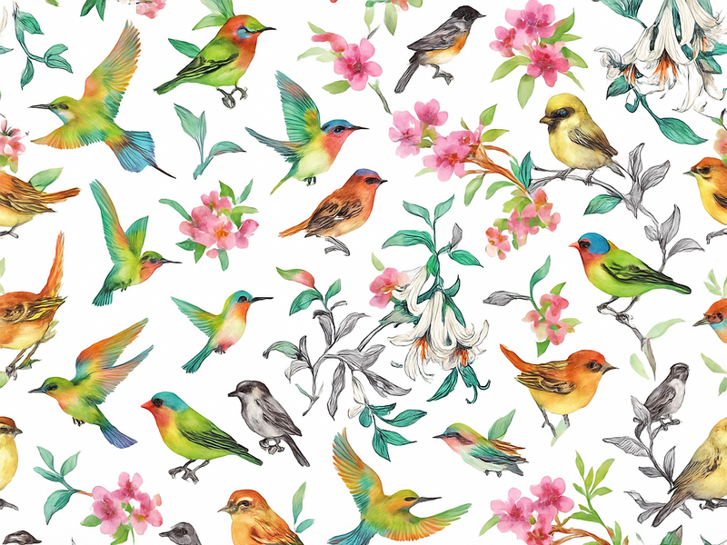 Colorful nature with birds bedroom carpet - TenStickers