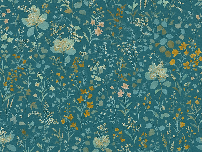Bedroom carpet in blue vintage floral design - TenStickers