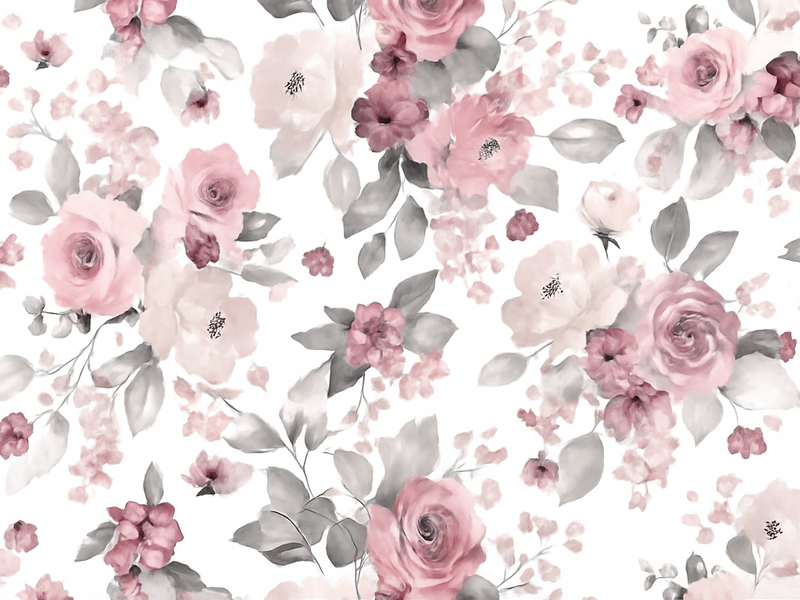 Bedroom carpet in grey delicate blossom pattern - TenStickers