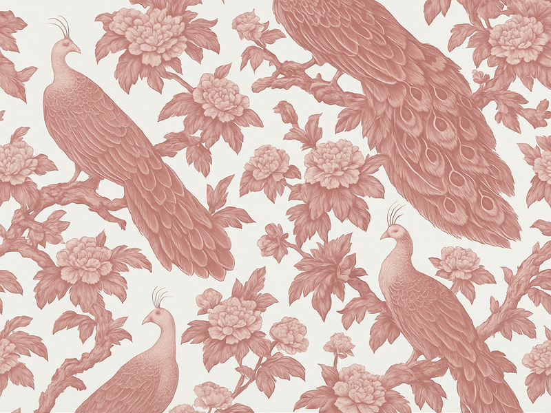 Bedroom carpet with pink peacocks pattern - TenStickers