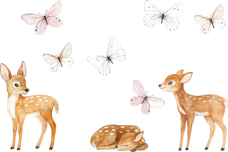 Bedroom carpet little deer with butterflies - TenStickers
