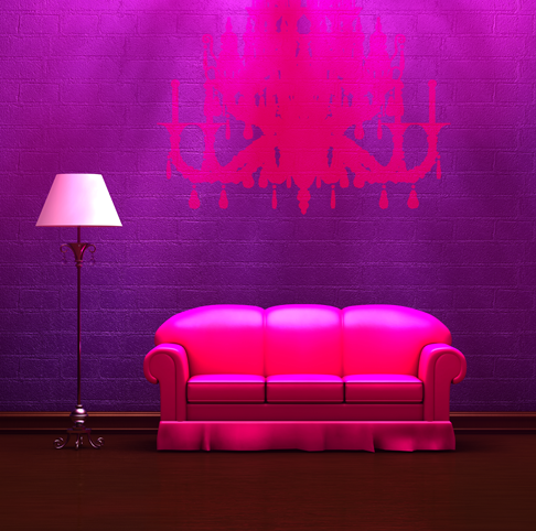 Bedroom carpet decorative vinyl sofa and lamp - TenStickers