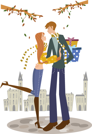 Bedroom carpet autumn couple decorative vinyl - TenStickers
