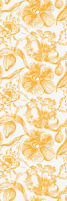 Office carpet with yellow orchid flower pattern - TenStickers