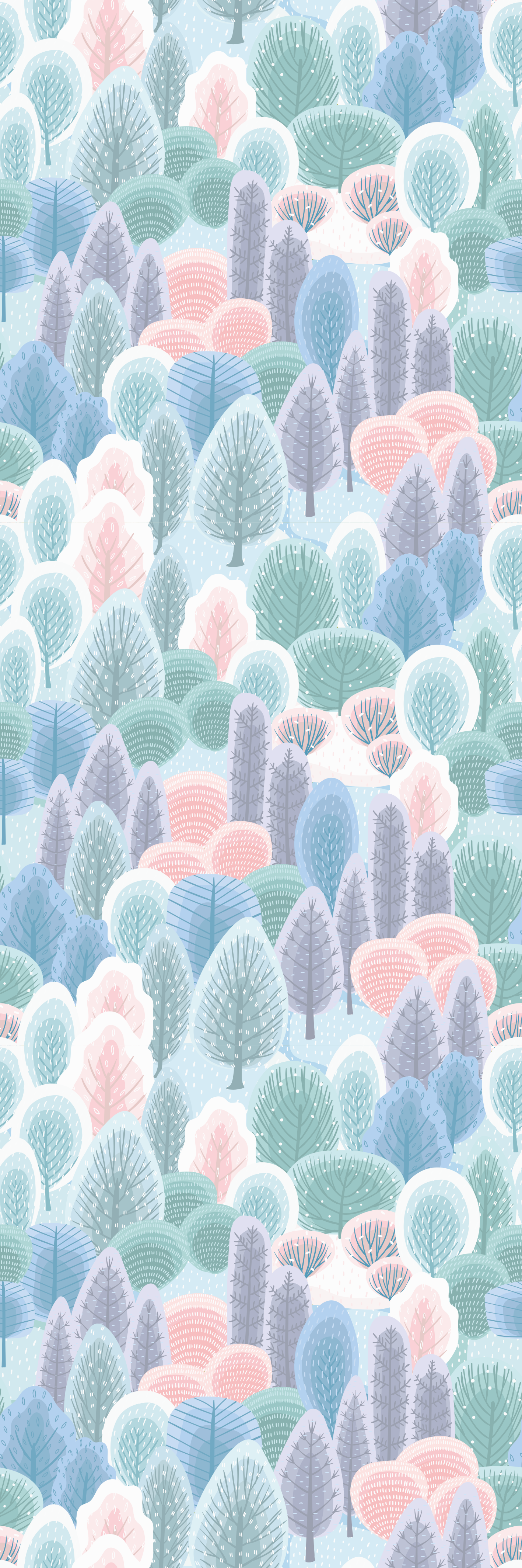 Pastel color winter forest pattern bedroom carpet - TenStickers
