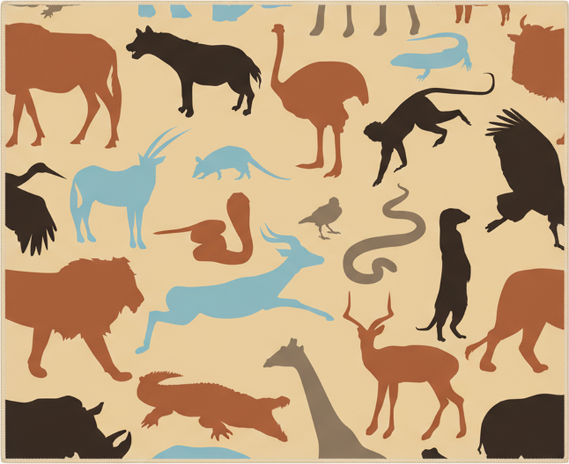 Bedroom carpet with silhouette safari animals - TenStickers