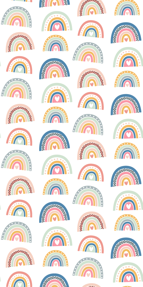 Bedroom carpet with colorful minimalistic rainbows - TenStickers