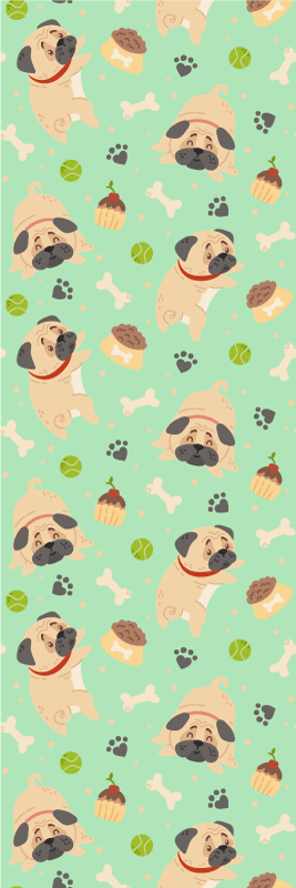 Bedroom carpet with a chubby bulldog and bone - TenStickers