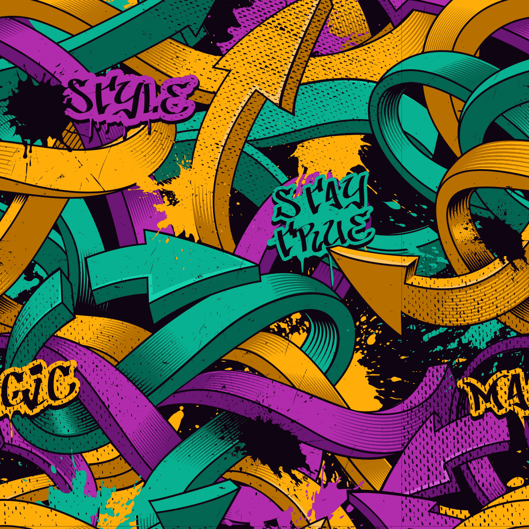 Bedroom carpet with realistic graffiti design - TenStickers