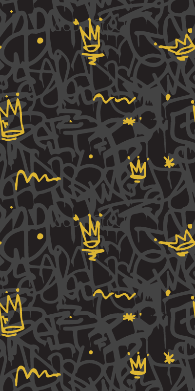 Bedroom carpet black and gold graffiti crown - TenStickers