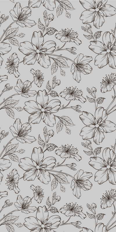 Bedroom carpet with black flowers on gray background - TenStickers