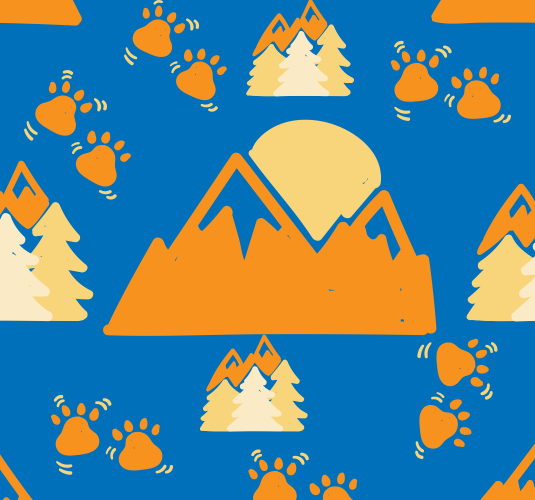 Bedroom carpet with mountain footprints on blue - TenStickers