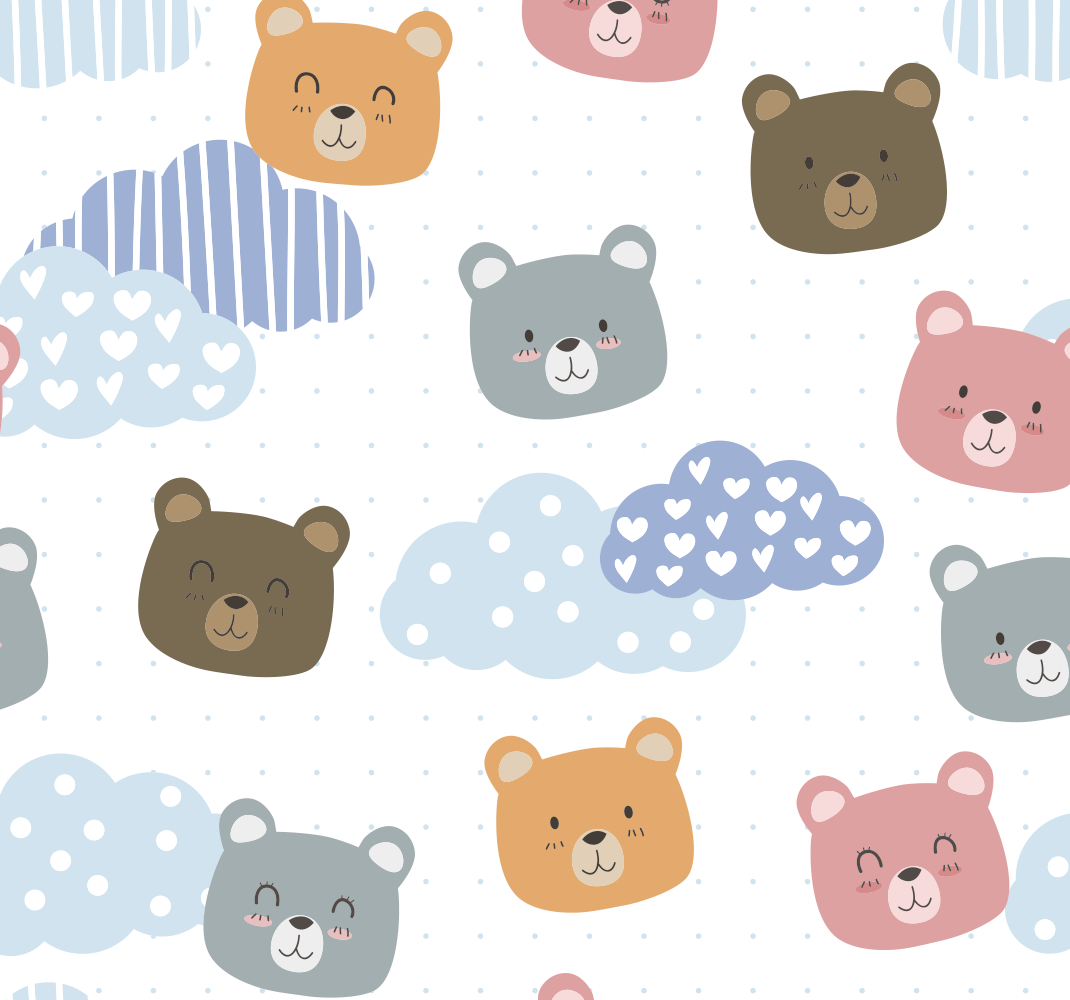 Bedroom carpet with minimalistic bear smile design - TenStickers