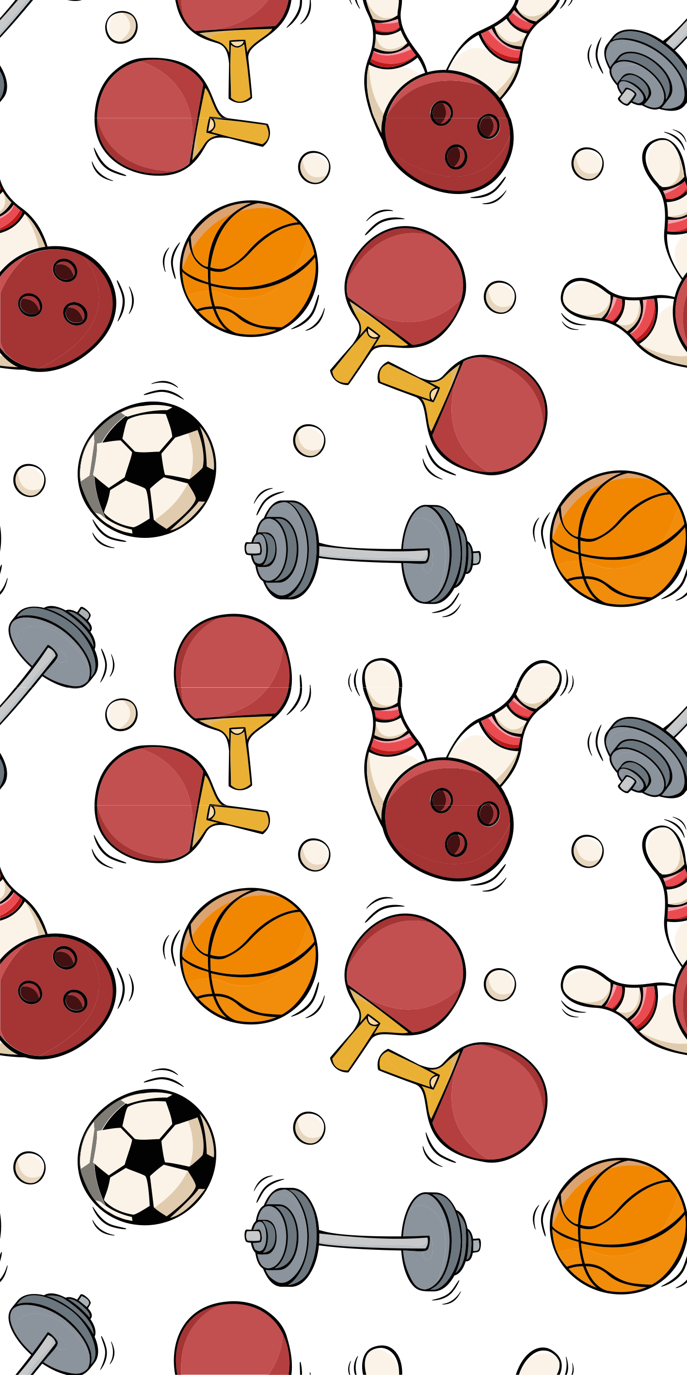 Bedroom carpet featuring doodle sketch sports gear - TenStickers