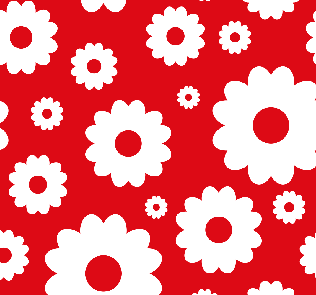 Bedroom carpet with white daisies on red background - TenStickers