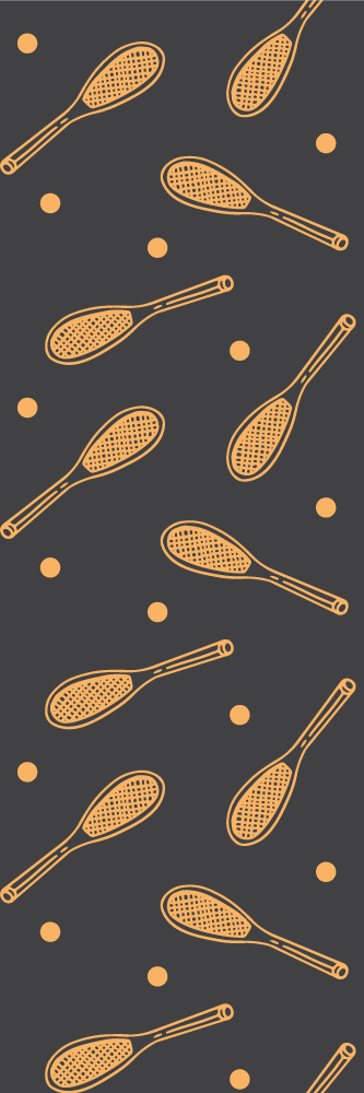 Bedroom carpet with orange rackets and balls design - TenStickers
