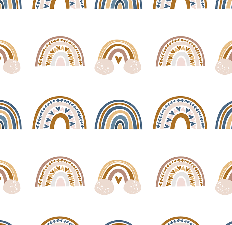 Bedroom carpet with hand drawn autumn rainbow pattern - TenStickers