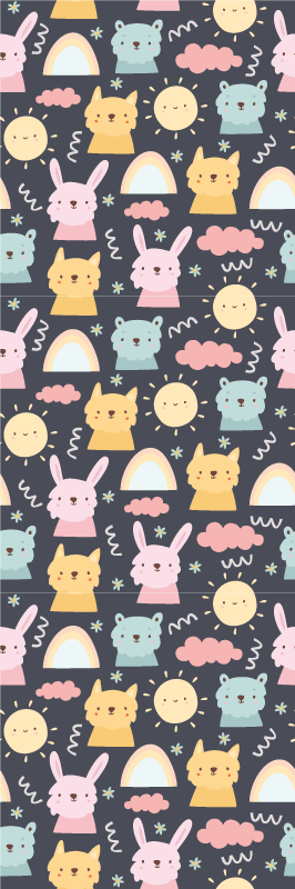 Pastel animals and rainbows bedroom carpet - TenStickers