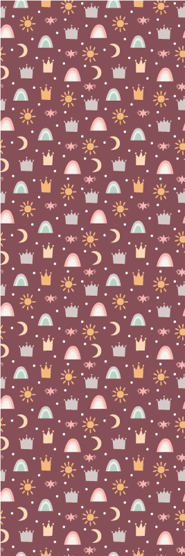 Bedroom carpet with crown, star, and rainbow pattern - TenStickers