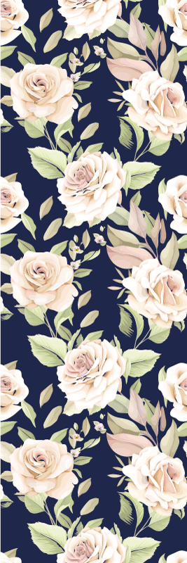 Bedroom carpet with vintage rose design on blue - TenStickers