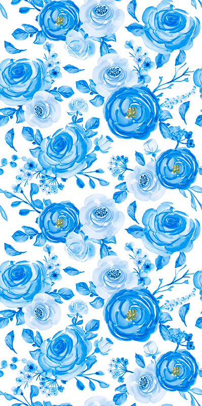 Bedroom carpet with nordic blue clock flowers - TenStickers