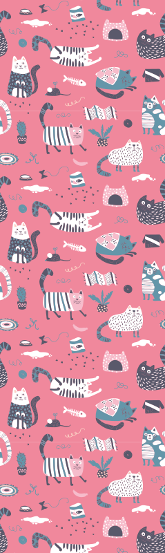 Bedroom carpet with nordic cats design - TenStickers