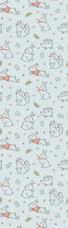 Bedroom carpet with flowers, squirrels, and rabbits - TenStickers