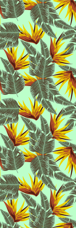 Bedroom carpet with green and yellow tropical leaves - TenStickers
