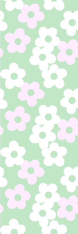 Bedroom carpet in green with white and pink flowers - TenStickers