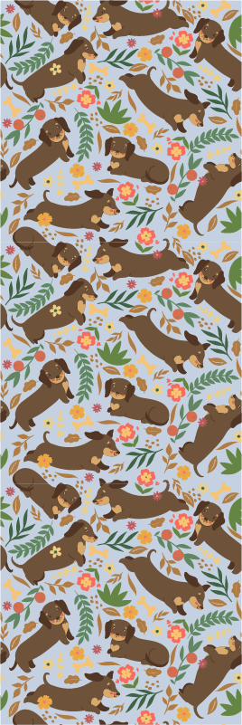 Bedroom carpet with dachshund and flowers design - TenStickers
