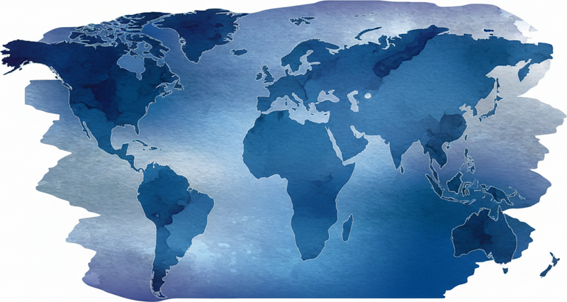 Bedroom carpet watercolor world map blue - TenStickers
