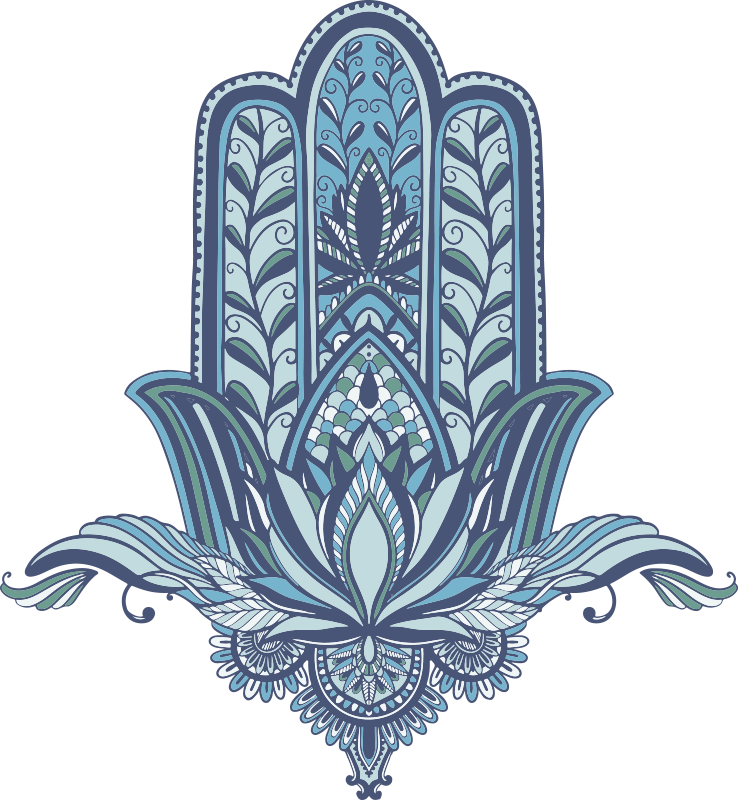 Bedroom carpet with blue hamsa hand design - TenStickers