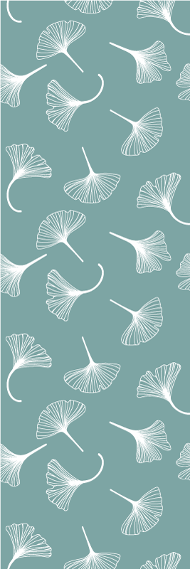 Nordic rug with light blue ginkgo leaves pattern - TenStickers