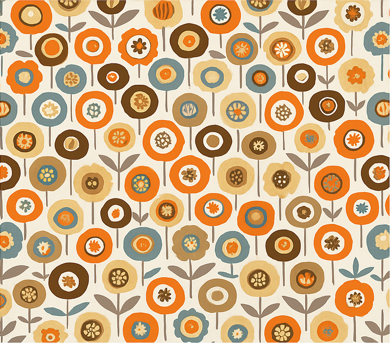 Nordic rug with vibrant vintage flowers - TenStickers