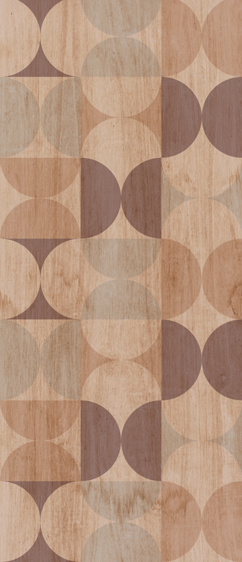 Nordic rug in brown geometric wood pattern - TenStickers