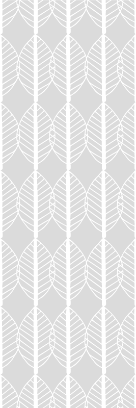 Nordic rug with white leaf pattern on grey - TenStickers