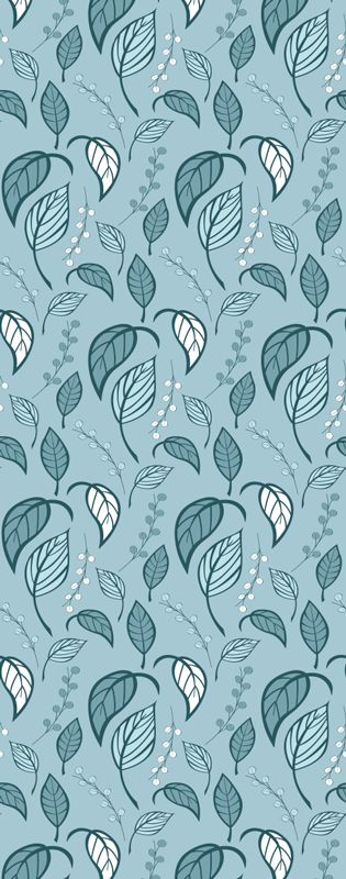 Nordic rug scandinavian blue leaf design - TenStickers