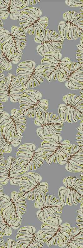 Nordic rug with gray minimalistic monstera leaves - TenStickers