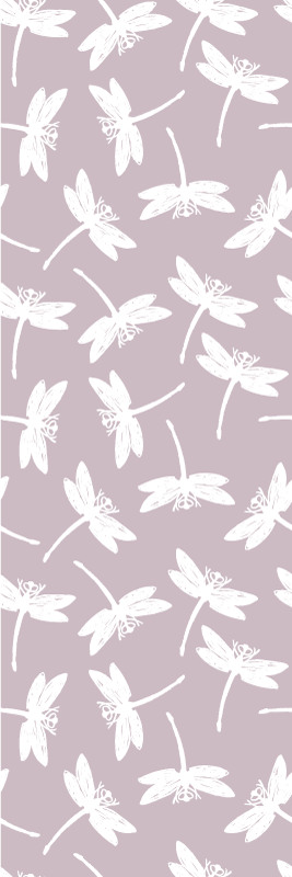Nordic rug featuring a pink japandi dragonfly painting - TenStickers