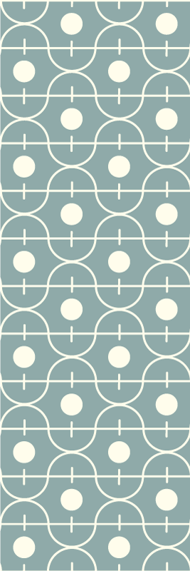 Nordic rug in blue japandi geometric pattern - TenStickers