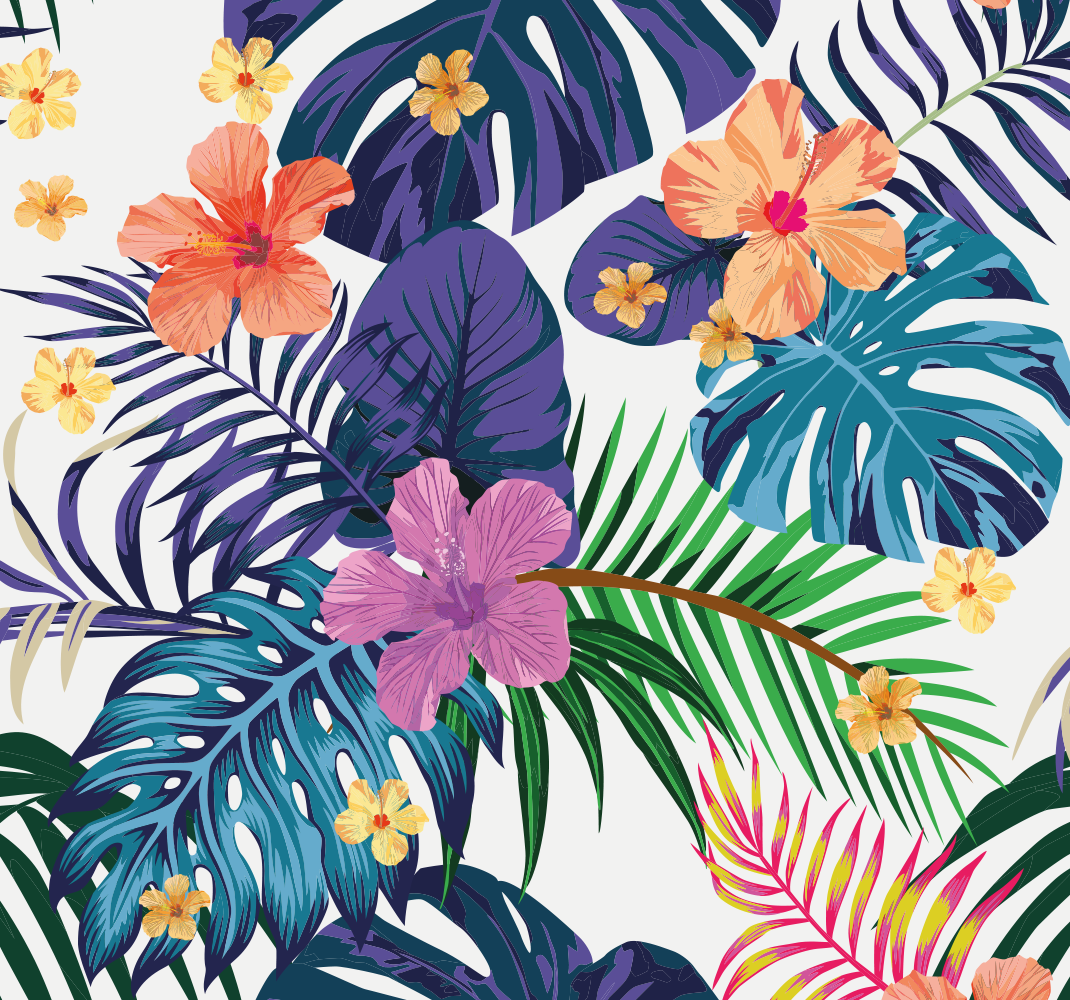 Nature rug with hawaiian colorful flowers design - TenStickers