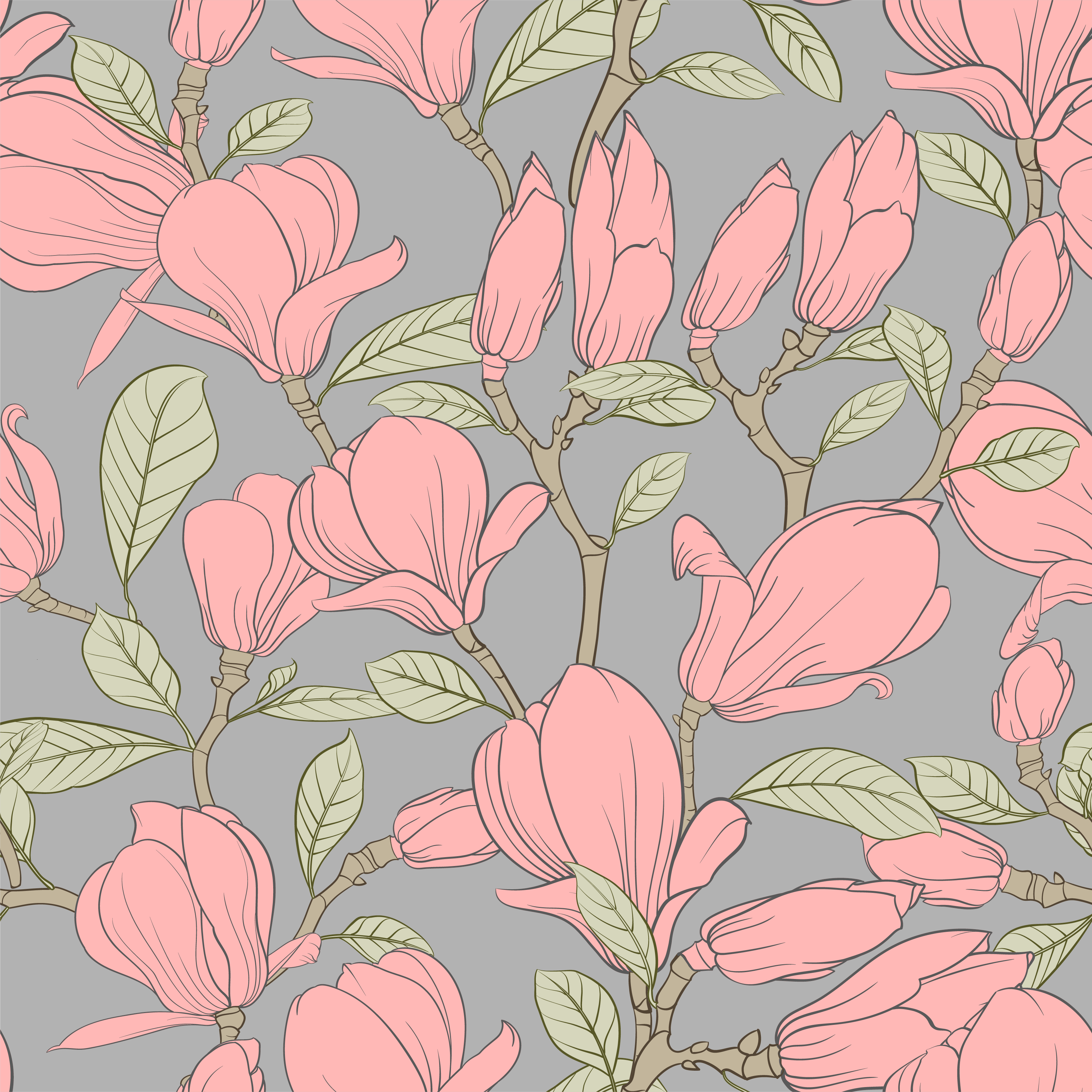 Nature rug with pink flowers and leaves design - TenStickers