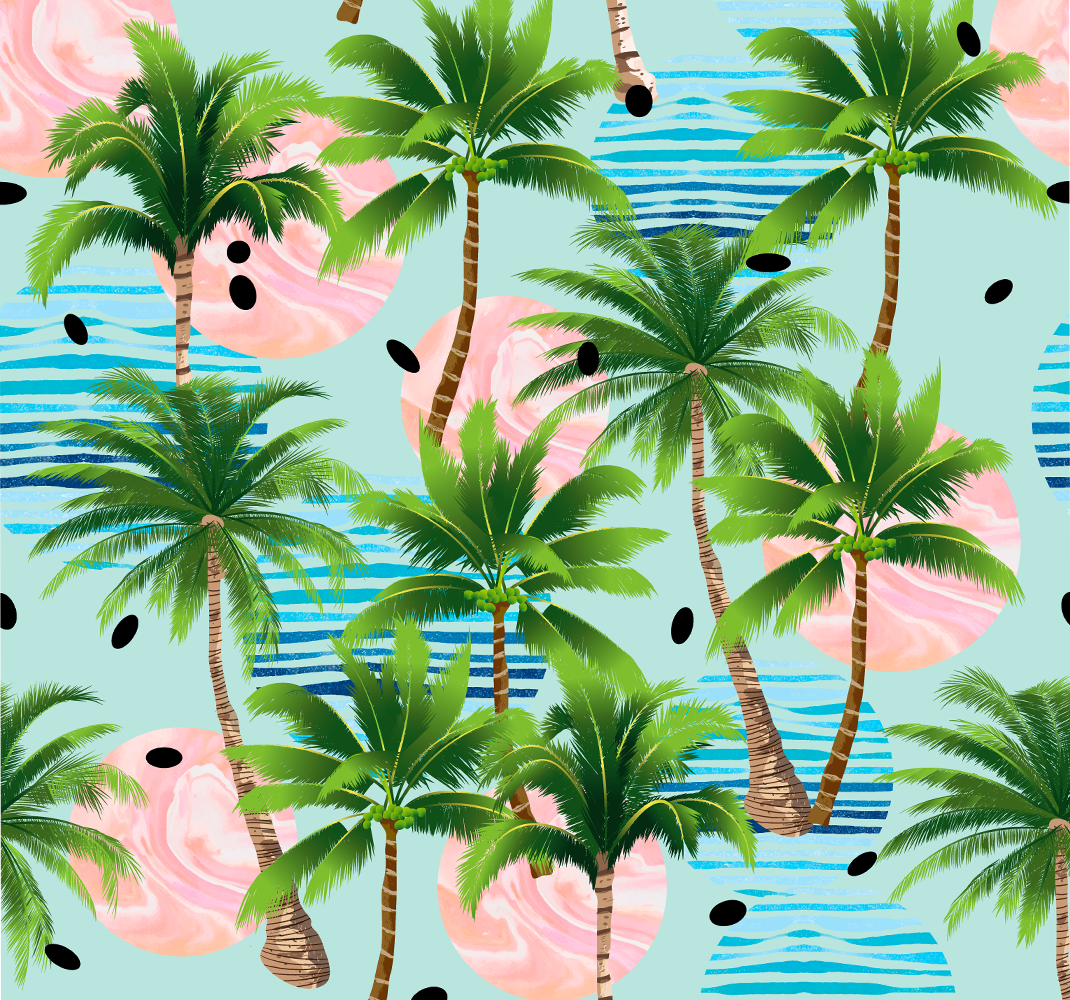 Nature rug with palm trees and waves design - TenStickers